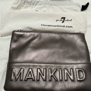 7 For All Mankind Silver Leather Clutch
